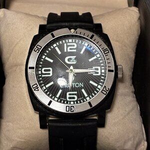 Croton CX328007 Men's Sport Watch Black Dial Quartz Japan Movt Date Pre-Owned